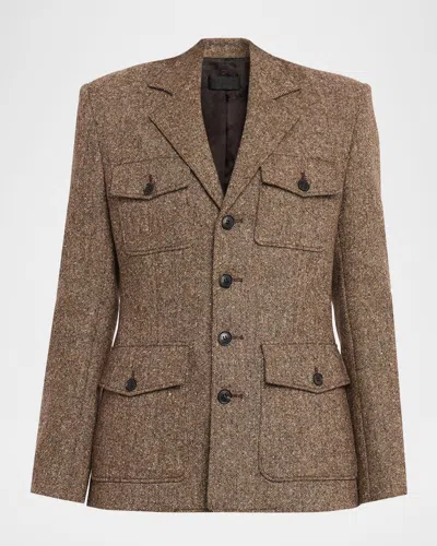 Nili Lotan Fleur Single-breasted Utility Jacket In Brown