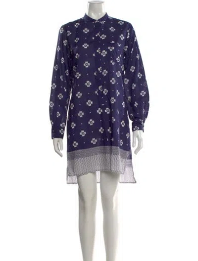 Pre-owned Nili Lotan Floral Print Mini Dress In Blue