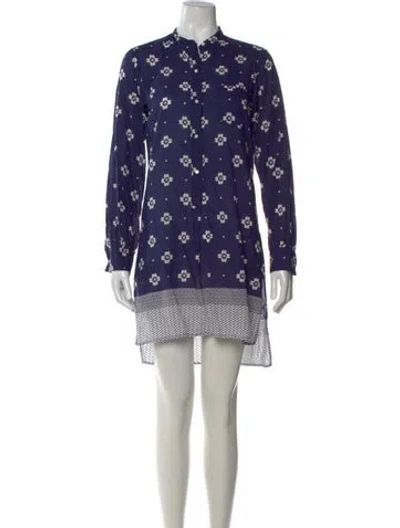 Pre-owned Nili Lotan Floral Print Mini Dress In Blue