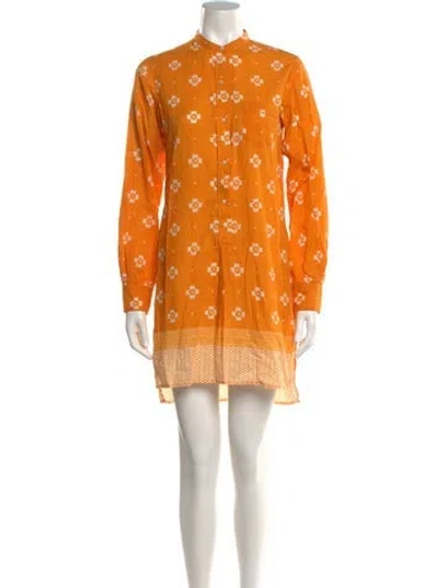 Pre-owned Nili Lotan Floral Print Mini Dress In Orange