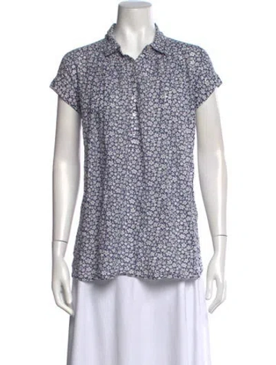 Pre-owned Nili Lotan Floral Print Short Sleeve Polo In Neutrals