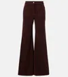 Nili Lotan Florence Flared-leg Brushed Stretch-cotton Trousers In Gold