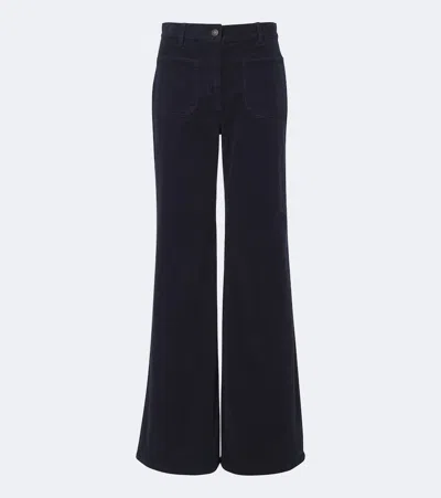 Nili Lotan Florence Cotton-blend Corduroy Wide-leg Pants In Blue