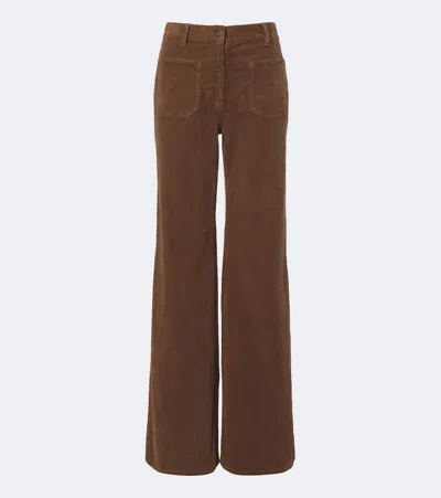 Nili Lotan Florence Cotton-blend Corduroy Wide-leg Pants In Brown