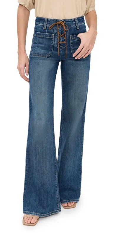 NILI LOTAN FLORENCE LACE UP JEANS CLASSIC WASH