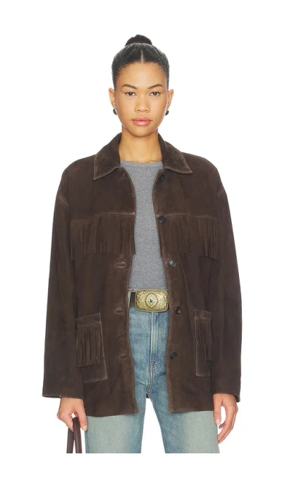 Nili Lotan Foudre Fringes Suede Jacket In Brown