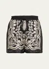 NILI LOTAN FRANCES BANDANA-PRINT SILK PULL-ON SHORTS