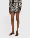 Nili Lotan Frances Bandana-print Silk Pull-on Shorts In Black/ivory Bandana