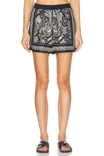 Nili Lotan Frances Bandana-print Silk-twill Shorts In Black/ivory Paisley Scarf
