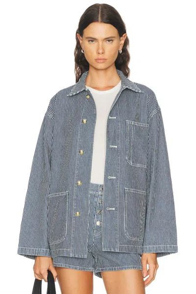 Nili Lotan Franklin Striped Jacket In Blue