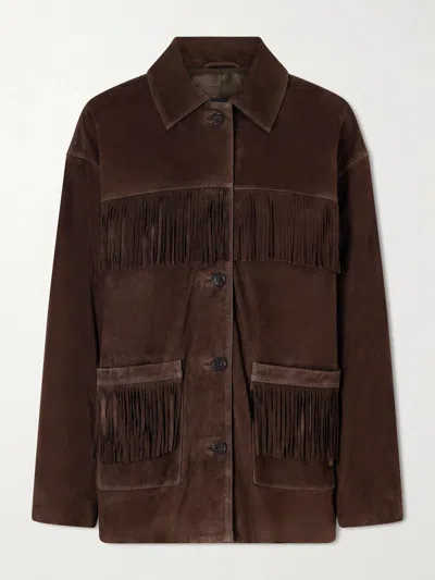 Nili Lotan Foudre Fringed Suede Jacket In Brown