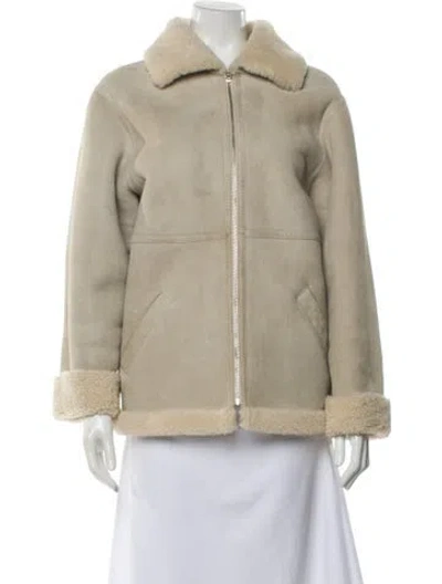 Pre-owned Nili Lotan Fur Faux Fur Jacket In Gray