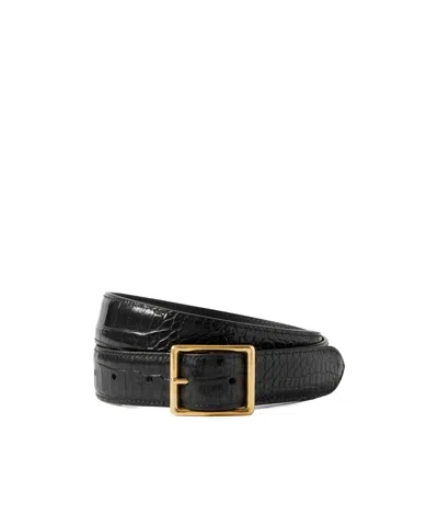 Nili Lotan Gabriele Croc-effect Leather Belt In Black