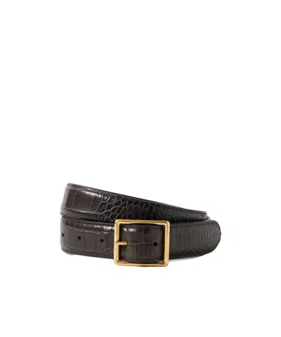 Nili Lotan Gabriele Croc-effect Leather Belt In Black