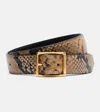 Nili Lotan Gabriele Snakeskin-embossed Leather Belt In Brown