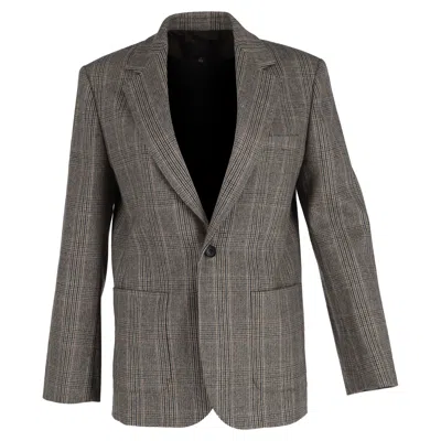 Nili Lotan Gael Boyfriend Plaid Single-breasted Blazer In Grey Wool