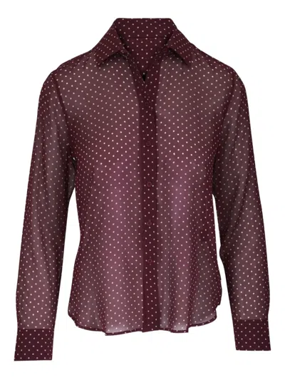 Nili Lotan Gaia Polka-dot Button-down Shirt In Brown