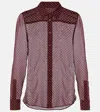 Nili Lotan Gaia Polka-dot Silk Shirt In Burgundy