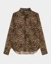 Nili Lotan Gaia Polka-dot Silk Slim Button-down Shirt In Brown