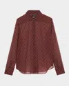 Nili Lotan Gaia Polka-dot Silk Slim Button-down Shirt In Burgundy