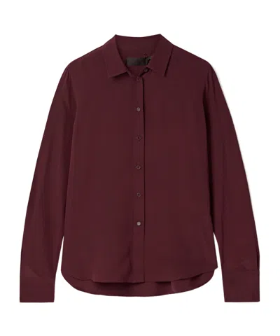 Nili Lotan Gaia Silk Crepe De Chine Shirt In Burgundy