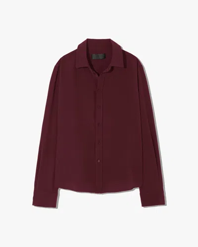 Nili Lotan Gaia Silk Shirt In Burgundy
