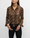 Nili Lotan Gaia Python-print Long-sleeve Silk Slim Shirt In Multi