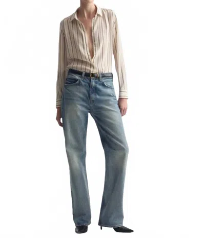 Nili Lotan Gaia Slim Shirt In Brandy Stripe In Blue