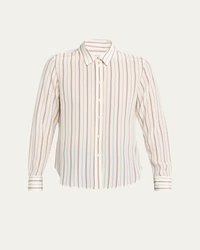 Nili Lotan Gaia Striped Silk Slim Button-down Shirt In White
