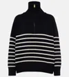 NILI LOTAN GANZE STRIPED CASHMERE HALF-ZIP SWEATER