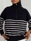 Nili Lotan Ganze Sweater In Navy/ivory In Multi