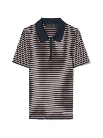 Nili Lotan Gemmatta Striped Polo Shirt In Black