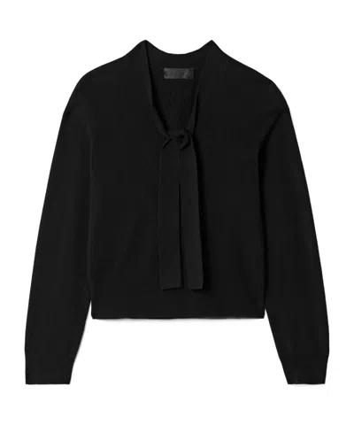 Nili Lotan Genesis Pussy-bow Cashmere Sweater In Black