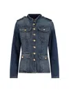Nili Lotan Military Style Jacket Gold Buttons In Blue