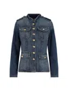 Nili Lotan Military Style Jacket Gold Buttons In Blue