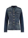 Nili Lotan Military Style Jacket Gold Buttons In Blue