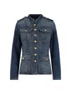 Nili Lotan Military Style Jacket Gold Buttons In Blue
