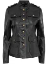 Nili Lotan Geraldine Leather Fitted Safari Jacket In Black
