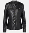 Nili Lotan Geraldine Leather Fitted Safari Jacket In Black