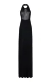 Nili Lotan Gertrude Knit Maxi Halter Dress In Black