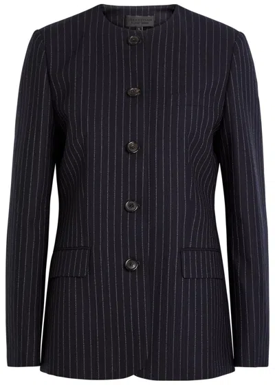 Nili Lotan Gertrude Pinstriped Wool Jacket In Blue