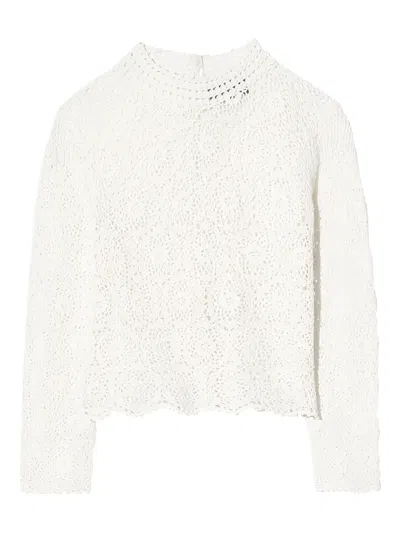 Nili Lotan Gibson Crochet Mock-neck Sweater In Neutral