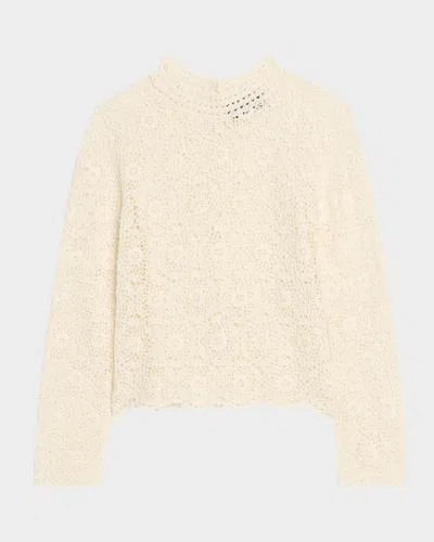 NILI LOTAN GIBSON SCALLOP FLORAL LACE SWEATER