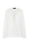 Nili Lotan Gisella Ruffled Lace-up Silk Top In White