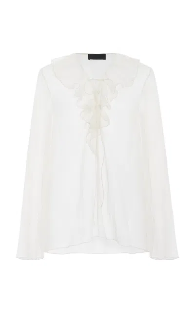 Nili Lotan Gisella Ruffled Lace-up Silk Top