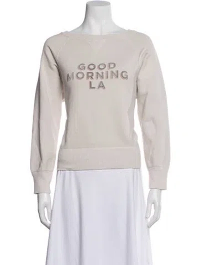 Pre-owned Nili Lotan Graphic Print Crew Neck Sweater In White