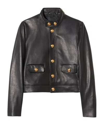 Nili Lotan Hadley Cropped Leather Jacket In Black