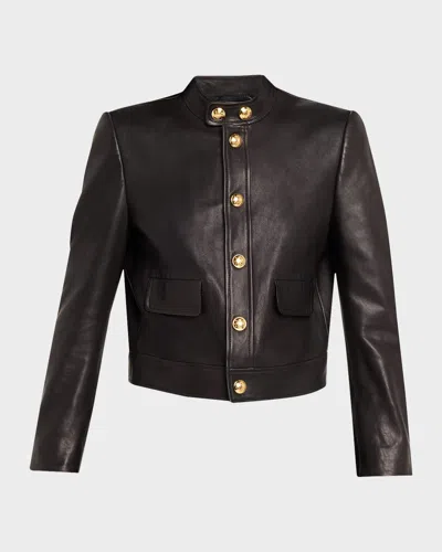 Nili Lotan Hadley Leather Crop Jacket In Black