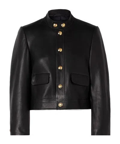 Nili Lotan Hadley Cropped Leather Jacket In Black