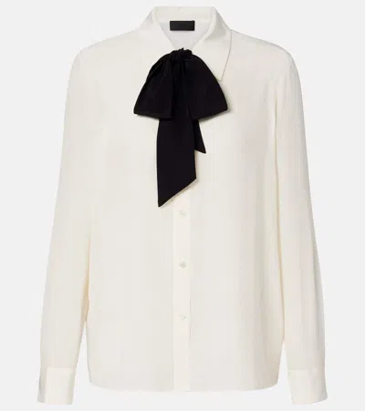 Nili Lotan Hanford Scarf-detail Silk Shirt In White